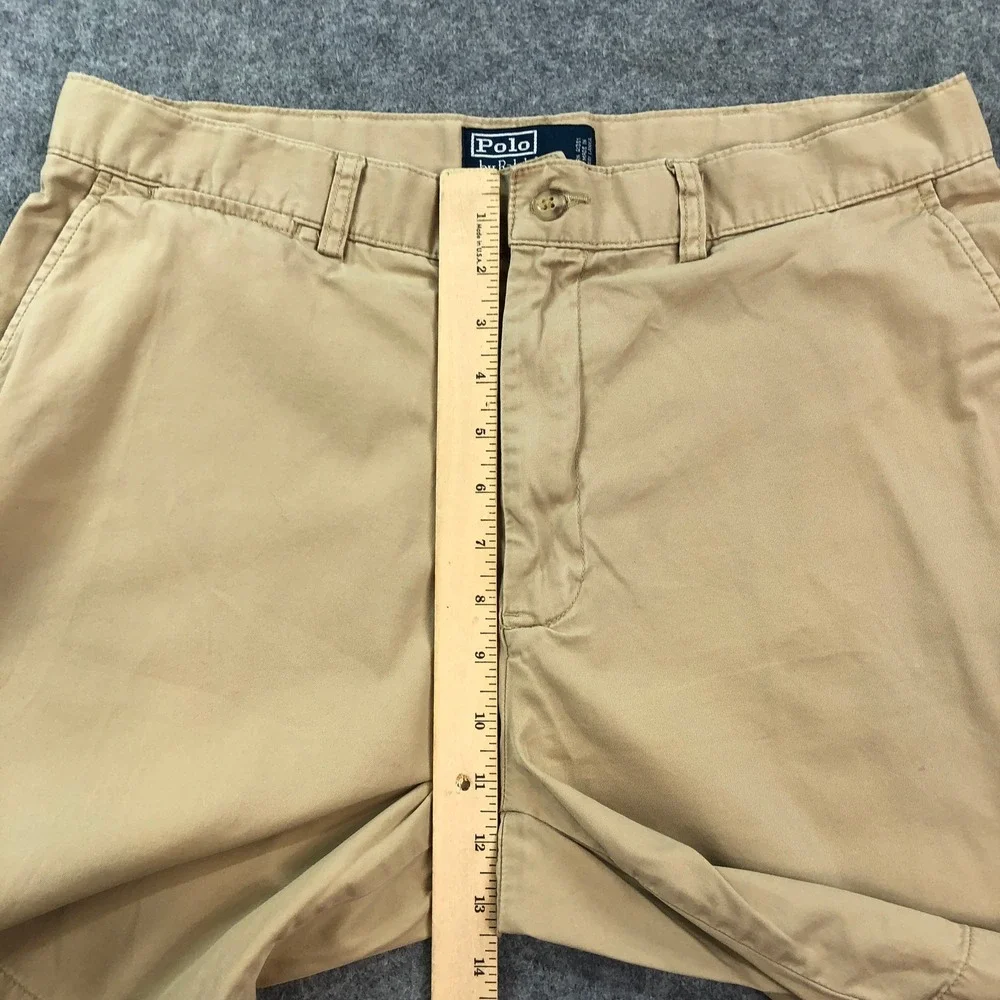 Polo Ralph Lauren Mens Chino Shorts 34 Tan Flat Front Cotton Classic